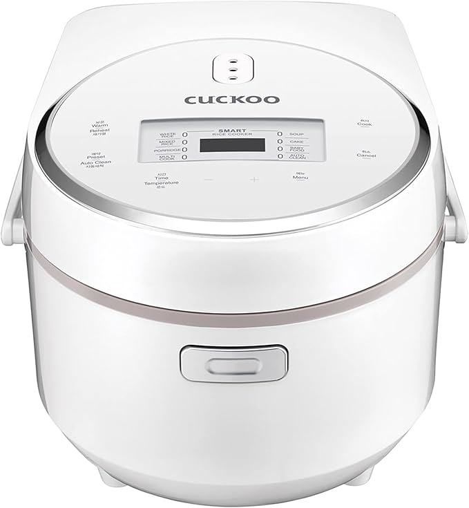 CUCKOO Micom Rice Cooker 8-Cup Uncooked / 16-Cup Cooked with Nonstick Inner Pot, Large Rice Maker with 9 Menu Options, Fuzzy Logic Technology, Auto Clean Mode, LCD Display, White (CR-0810F)
