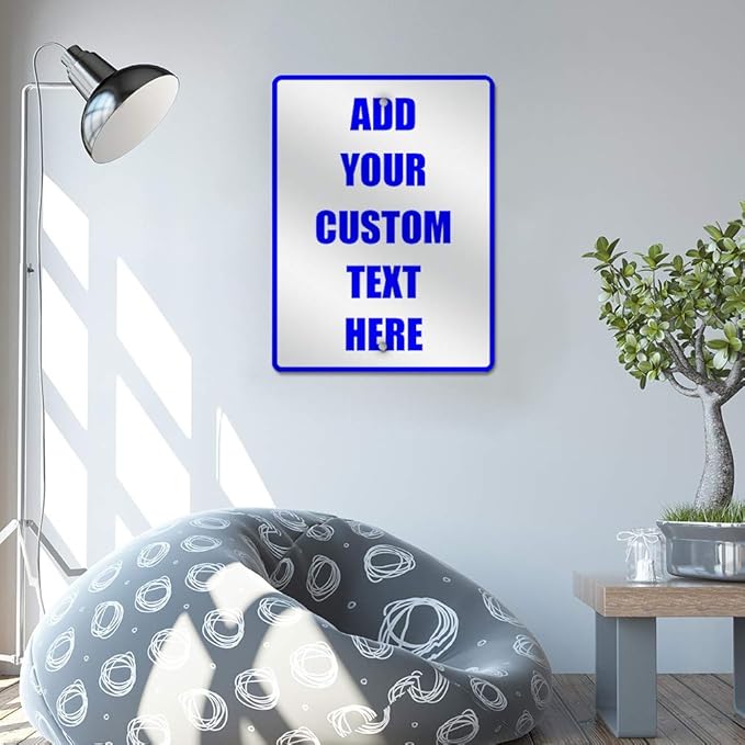 Aluminum Weatherproof Metal Sign Multiple Sizes Custom Personalized Text Here White Blue Notice Travel Vertical Street 18x24Inches