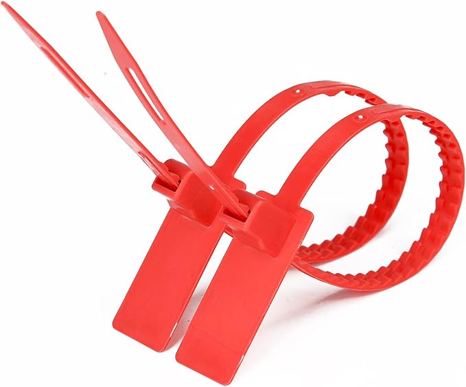 Heavy Duty Plastic Security Seals Self Locking Tamper Evident Shipping Seals Numbered Security Tags Pull Tight Securing Straps Truck Trailer Seals Length 337 mm 13.2" (Red 1000 PCS)