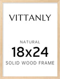Vittanly 18x24 Picture Frame, Solid Wood Frame with Plexiglass, Includes 16x20 Mat, Wall Hanging for Photos, Home Decor, Natural, 1 Pack