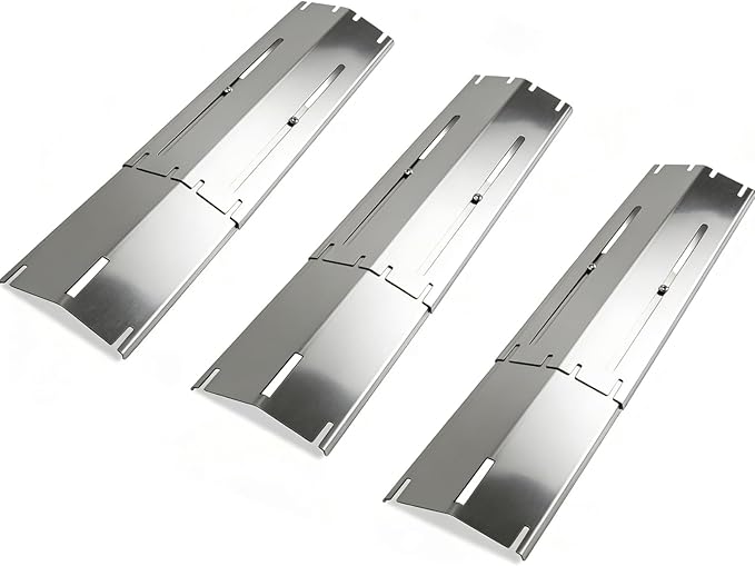 Grill Tent, Heat Plate Shield, Flavorizer Bar, Heat Tent, Grill Burner Covers, Flame Tamer Replacement For Grill, Universal Adjustable Stainless Steel Grill Parts Extends from 11.75" to 21" L（3 Pcs）