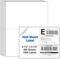 8.5"x5.5" Half Sheet Shipping Labels for Laser & Inkjet Printers, 500 Sheets 1000 Pcs Half Page Labels, Self Adhesive Mailing Address Stickers
