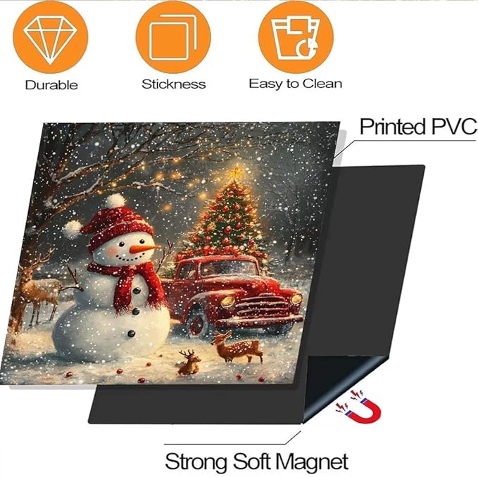 Christmas Snowman Dishwasher Magnet Cover, Winter Deer Dishwasher Cover Panel Decal for Front, Red Truck Magnetic Refrigerator Magnets Holiday Decor Kitchen Appliance Sticker, 26"x17"