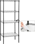 4-Tier Wire Shelving Unit 44" H x 18L x 12D Metal Shelves for Storage with Shelf Liners Adjustable Small Storage Rack Shelf Organizer for Closet Pantry Kitchen, 600Lb Capacity, Black