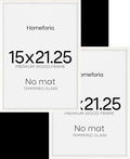 Homeforia 15x21.25 White Wood Puzzle Frame, High End Oak 15 x 21.25 Frames without Mat, Wooden 21.25x15 Thin Hanging Picture Frame for Wall, 15by21.25 Poster Frames, Tempered Glass, Wall Kit, Set of 2