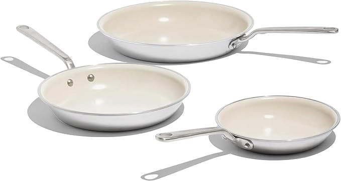 Made In Cookware - 3-Piece (Includes 8",10",12") Ceramic Non Stick Frying Pan Set (Stainless Handle) - 5-Ply Stainless Clad with Stay-Cool Handle - Professional Cookware