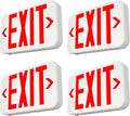 FREELICHT Red LED Exit Sign with Battery Backup，Exit Sign for Business，Easy to Install，UL Certified，AC 120/277V，Pack of 4