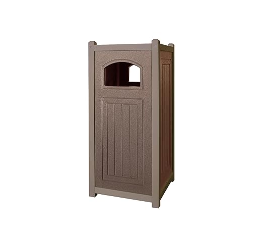 GT2126BRN Recycled Plastic Side Load Trash Container with Lid, 26 Gallon, 19"x19"x41", Brown