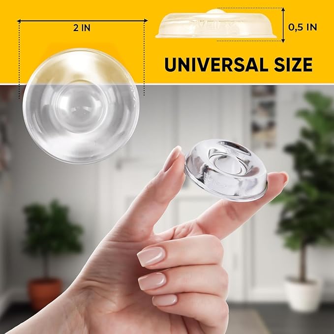 Large 2" Door Knob Wall Protectors – 4 Clear Self-Adhesive Silicone Bumper Pads in Jelly Crown Shape – Noise Dampening Wall & Furniture Guards by VELLAX