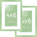 Homeforia Sage Green 4x6 Picture Frame, High End Metal 4 x 6 Frames with Mat 3 x 5 for Print, 4by6 Desk Frame Matted to 3x5 in Photo, 4 by 6 Wall or Tabletop Frames, Tempered Glass, Wall Kit, Set of 2
