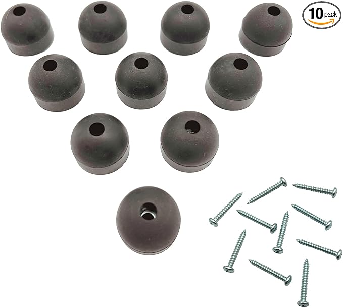 Rubber Screw On Bumpers with Reinforced Washer - Shed Doors, Barn Doors, Trailers, Cabinets, Sliding Doors, Horse Trailers, Boats, and More - Includes 1" Long Screws (10)