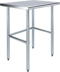 AmGood Stainless Steel Work Table Open Base | NSF Kitchen Island Food Prep | Laundry Garage Utility Bench (30" Long X 24" Deep)