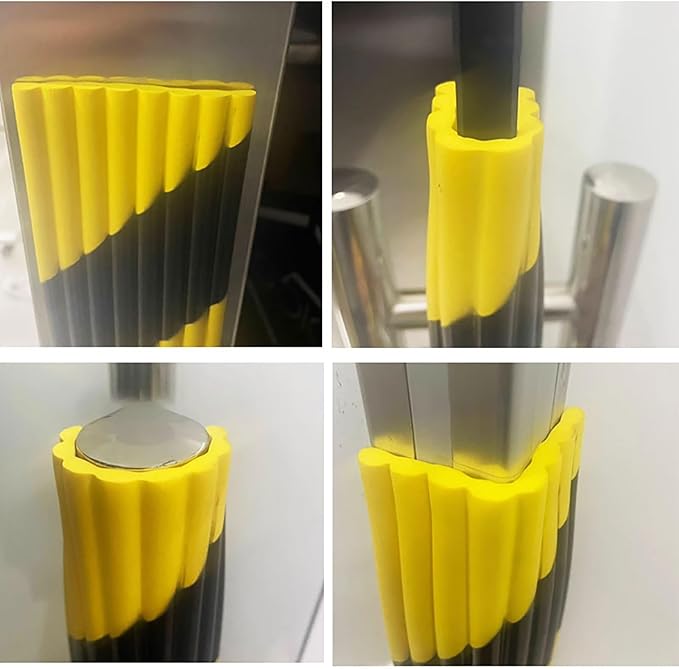 Heavy Duty Wall & Corner Guards 5m Corrugated Self-Adhesive NBR Rubber Protection with Yellow/Black Stripes for Parking Columns & Garage Safety(10PCS,8 cm)