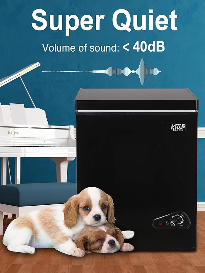 3.5 Cu.Ft Chest Freezer 7 Gears Temperature Control(-4°F to 6.8°F), Deep Compact Freezer with a Removable Basket, for Kitchen, Garage, Basement, Black