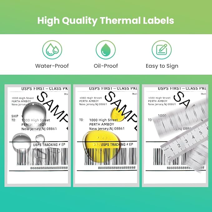 4x6 Thermal Labels, Fanfold Shipping Labels Strong Adhesive, Compatible with Vretti Jadens Munbyn Nelko Phomemo Rollo & Most Thermal Label Printer, Commercial Grade (500 Label/ 1 Stack) White