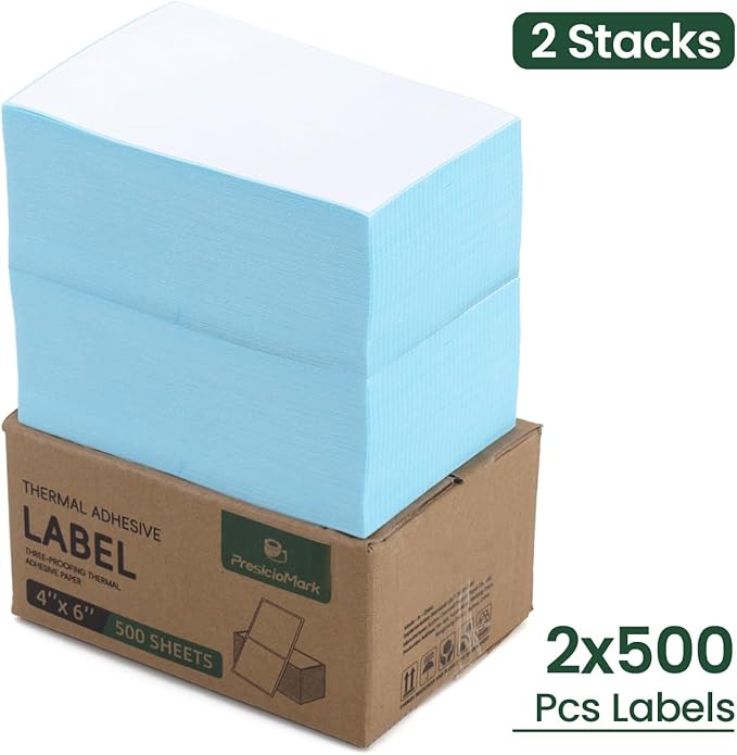 1000 Fanfold 4" x 6" Direct Thermal Labels Shipping Labels with Perforated Line,Commercial Grade,Permanent Adhesive for Rollo, Zebra, Jadens, Nelko, Munbyn, Phomemo
