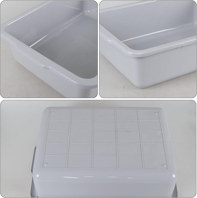 Ramddy 32 L Large Commercial Bus Tubs for Restaurant, 4 Packs Plastic Utility Bus Tote Box, Grey