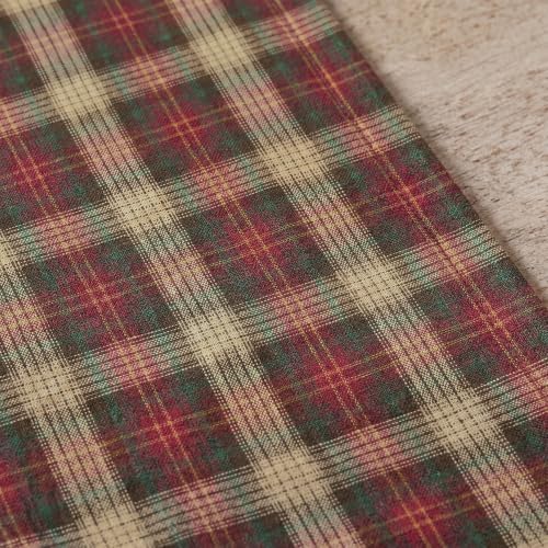 Solino Home 100% Pure Linen Table Runner Brown, Hunter's Plaid 14 x 108 in