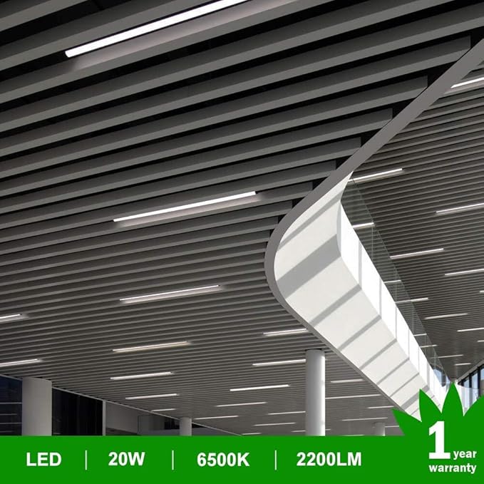 LightingWill 10 Pack LED Shop Light 4FT, Daylight White 6000~6500K, 20W, Linkable T5 Integrated Fixture, Utility LED Ceiling Light and Under Cabinet, Corded Electric with Built-in ON/Off Switch