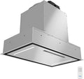 Awoco 30”W Flush Ceiling Mount Insert Island Range Hood, Stainless Steel 4 Speeds 1000 CFM, 8” Round Vent LED Lights Remote Control (30" 8" Vent)