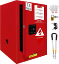 12 Gallon Flammable Storage Cabinet, 23×18×18in Galvanized Steel Safety Storage Cabinet, Adjustable Shelf Fireproof Cabinets, Flammable Liquid Storages Cabinets for Industrial and Home Use, Red