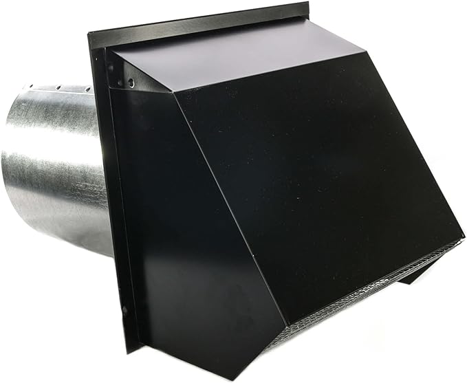 RDP Hooded Wall Vent with Screen and Damper (10 Inch, Black)