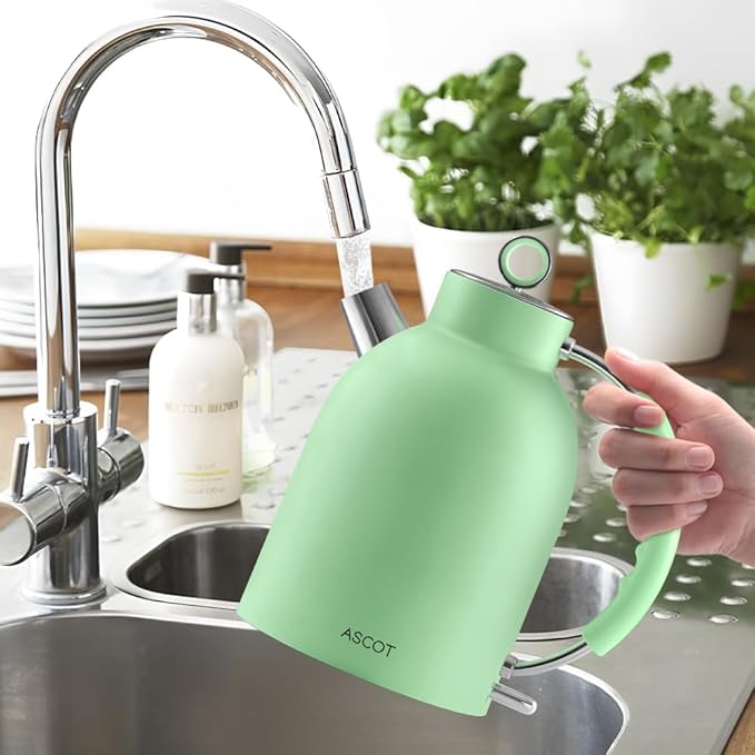 ASCOT Electric Kettle, Stainless Steel Tea Boiler 1.6qt 1500W Retro Tea Heater & Boiling Kettle, Auto Shut-Off and Boil-Dry Protection(Matte Green)