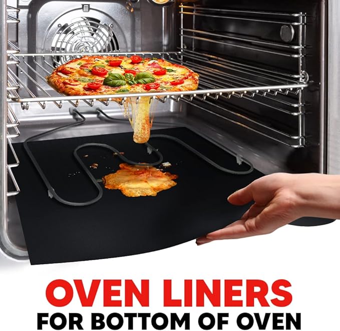 Oven Liners for Bottom of Oven with Baking Sheet Mat, Heat Resistant Stove Liners for Bottom of Electric Stove and Teflon Sheets for Baking, Reusable Matt for Electric Range