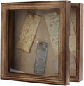 Freezing point Shadow Box Frame 8x8 Shadow Boxes Display Case with Linen Back Memorabilia Awards Medals Bouquet Photos Picture Badge Wedding Memory Box for Keepsakes Carbonized Small Pin Board