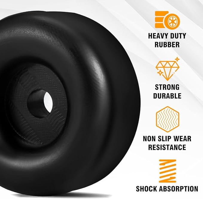Rubber Bumpers for Cargo Trailer Ramp Door (Includes screw kit & Reflective Stickers) 2.5" Round Rubber Bump Stops Set Black - Used on Trailers Haulers Campers RVs Marine Heavy Duty Equipment 4 Pack