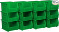 Akro-Mils 30237 AkroBins Plastic Storage Bins, Space-Saving Stackable Bins for Garage, Pantry, Craft Organization, 9" x 6" x 5", Green, 12-Pack