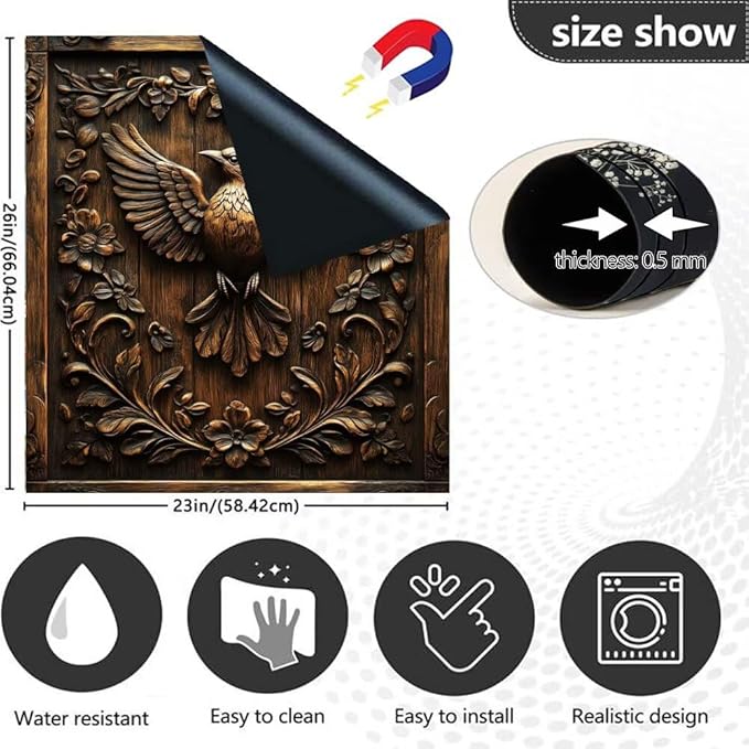 Farmhouse Bird Dishwasher Magnet Cover,Vintage Bird Wood Floral Magnetic Dishwasher Cover Vinyl Sticker,Fridge Door Cover Magnets Art Skin Panel Decal,Home Decor Decal,23"X26"