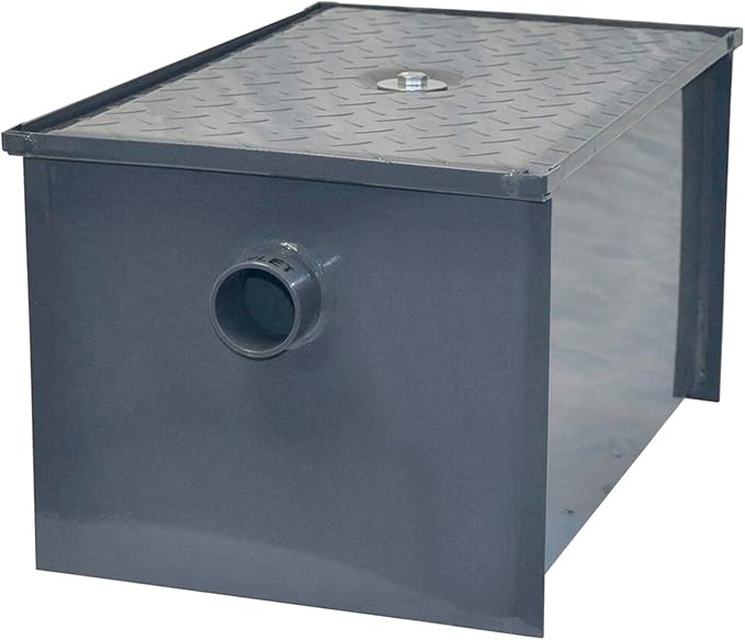 30 LB Carbon Steel Grease Trap Interceptor for Restaurant Under Sink Kitchen | PDI Certified | 15 GPM