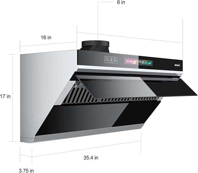 Under Cabinet Range Hood 36 inch,Range Hood 900 CFM with Voice/Gesture Sensing/Touch Control Panel,Unique Side-Draft Design for Under Cabinet Modern Kitchen Hood