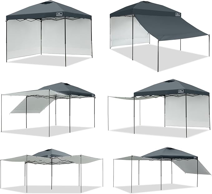 KAMPKEEPER 10x10 Easy Pop Up Canopy Tent with Sidewalls, Instant Outdoor Shade Shelter with Removable 10FT Sun Walls, Quick Setup Waterproof and UV-Resistant for Patio (Dark Gray, 2 sidewall)