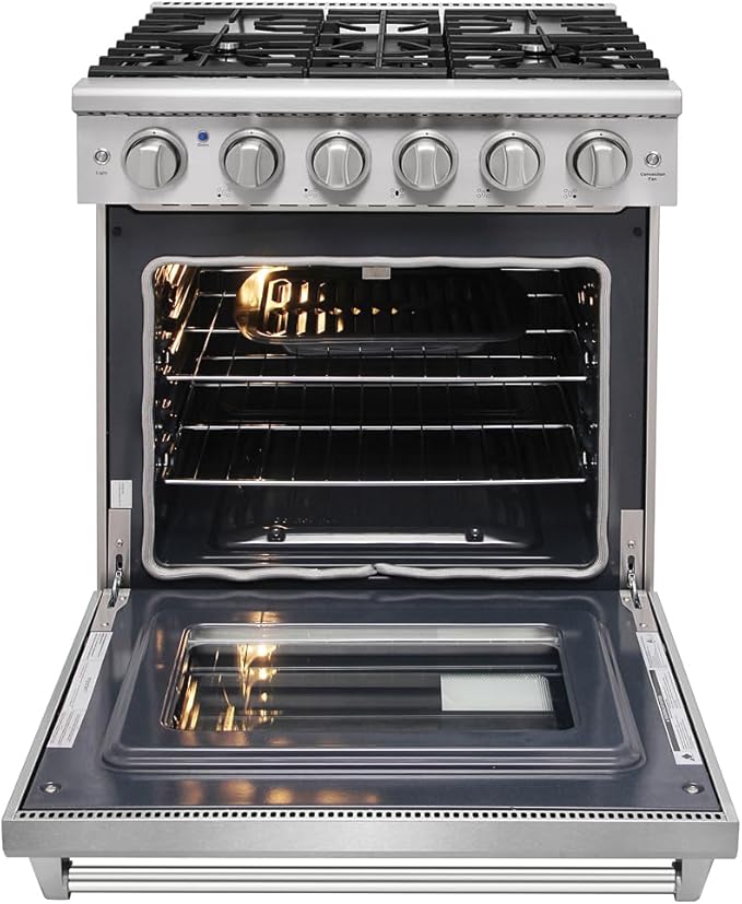 KOSTCH 30 inch Professional Freestanding Pro-Style Natural Gas Range or Liquid Propane Gas Range with 5 Burners, 4.55 cu.ft. Oven Capacity, in Stainless Steel - KOS-30RG03M (Stainless Steel)