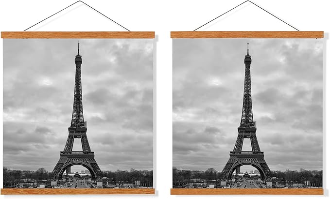 FALAMON 2 Pack Magnetic Poster Hanger Frame, 10x14 10x15 10x16 Teak Wood Magnet Poster Frame for Hanging Posters, Prints, Photos, Pictures, Maps, Scrolls, and Canvas Artwork
