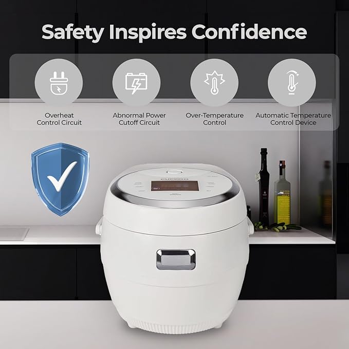 CUCKOO Micom Rice Cooker 10-Cup Uncooked / 20-Cup Cooked with Nonstick Inner Pot, Large Rice Maker with 16 Menu Options, Fuzzy Logic Technology, Auto Clean Mode, LCD Display, White (CR-1020F)