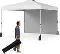 Tangkula 10x10 FT Pop up Canopy with Sidewall, Easy Setup Outdoor Tent with Wheeled Bag, 4 Sandbags, 4 Ropes, 4 Anchors, 8 Stakes, Vented Top, Portable Canopy Tent for Party Event Patio (White)