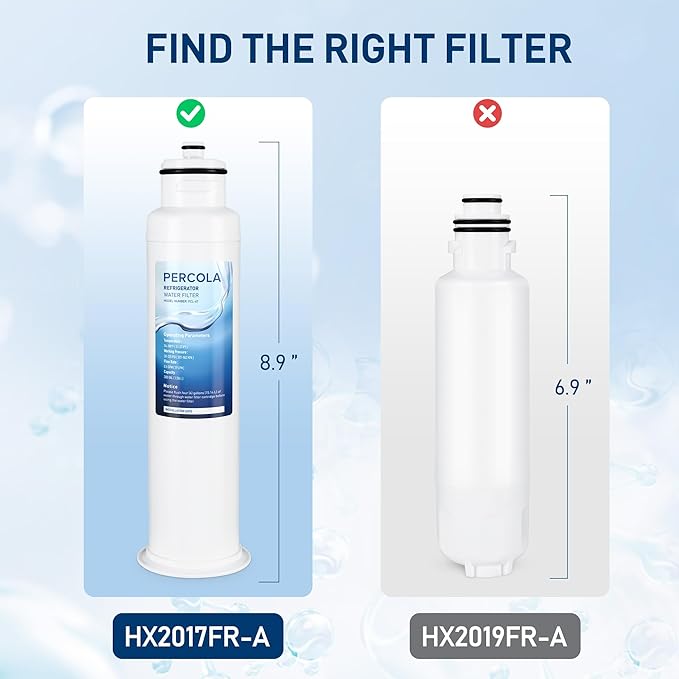 HX2017FR-A Water Filter, Compatible with Hisense® HX2017F-A, HRF266N6CSE1, HRF266N6CSE, HRF209N6CSE, HRF254N6TSE, HRF254N6DSE, HRF210N6CBE, Mora MRF211N6CSE, MRF266N6CSE (3 Pack)