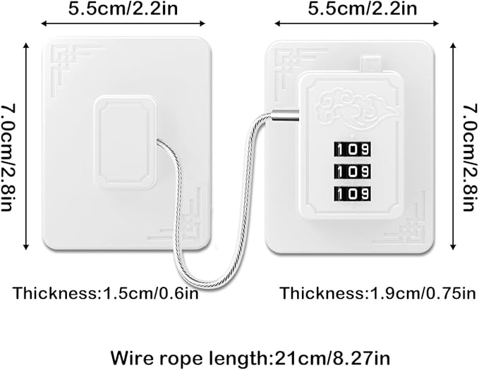 2 Pack Refrigerator Locks with 3 Digit Code, Easy Install Fridge Lock Combination, Premium Freezer Lock, Child Proof Cabinet Locks for Refrigerators, Drawers, Closets, Windows (White)