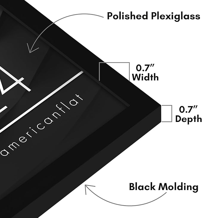 Americanflat 12x24 Picture Frame with Polished Plexiglass - Streamline Collection - Thin Border Picture Frame for Wall Display - Hanging Hardware Included - Black