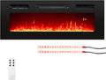 Tangkula 36 Inches Electric Fireplace, 5,000 BTU Fireplace Insert with LED Light Strips, Remote, Crystal Stones & Adjustable Flame Effect, 1-8H Timer, Thermostat & Overheat Protection