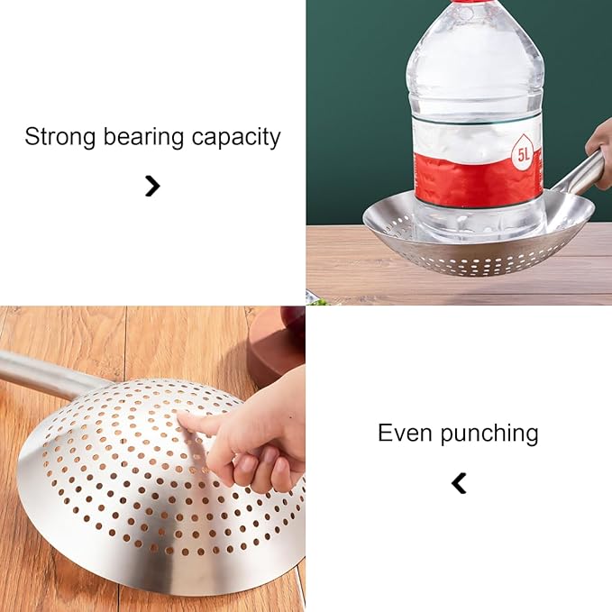 Stainless Steel Skimmer Spoon Kitchen Serving Spoon with Filter Large Slotted Strainer Spoon Oil Filter Spoon Mesh Wire Frying Spoon 9.5 x 7 inch