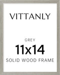 Vittanly 11x14 Picture Frame, Solid Wood Frame with Plexiglass, Includes 8x10 Mat, Wall Hanging for Photos, Home Decor, Grey, 1 Pack