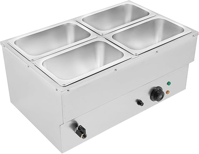 DYNAMI 110V 1500W Commercial Buffet Food Warmer,Large Capacity 4 Pan(4 * 4.8QT) Stainless Steel Electric Countertop Steam Table with Intelligent Thermostat Design,for Parties Buffet Catering