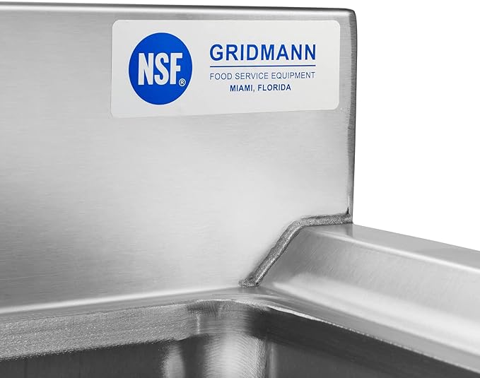 GRIDMANN 3 Compartment Stainless Steel Bar Sink, NSF Commercial Kitchen Underbar Sink with 10" L x 14" W x 10" D Bowls for Restaurant, Laundry, Garage