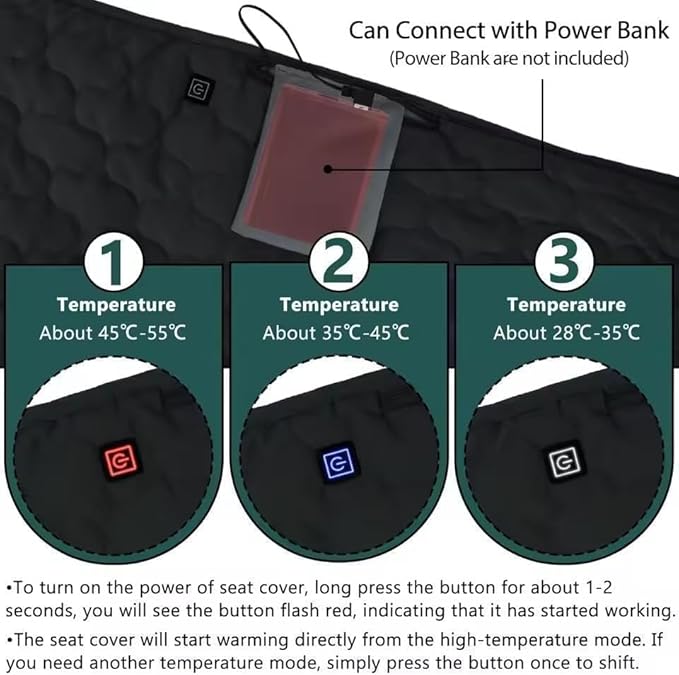 Universal Heated Golf Cart Seat Cover - Waterproof Golf Cart Heater Accessory w/ 4-Zone Warmth, 3 Heat Levels, USB/Type-C & 12V Plug for EZGO/Yamaha/Club Car (Brown)