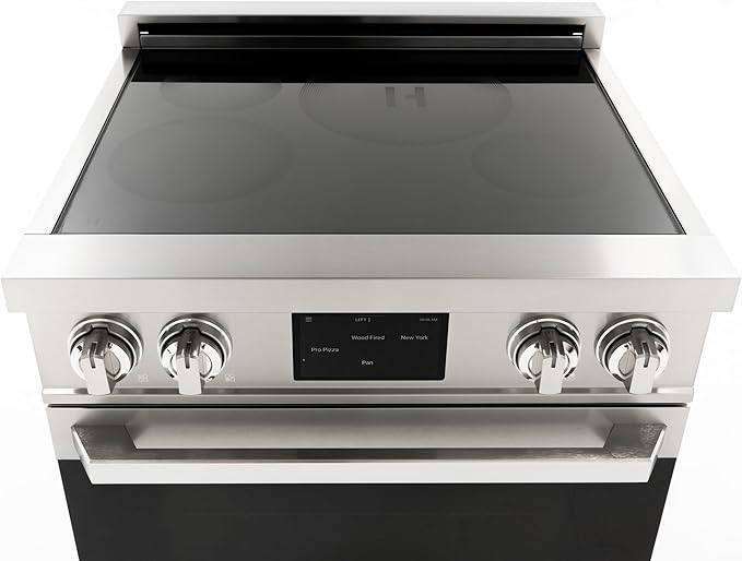 30 Inch Professional Induction Range with Convection Oven, Air Fry, 4 Burner Electric Stove, Pizza Stone - Stainless Steel