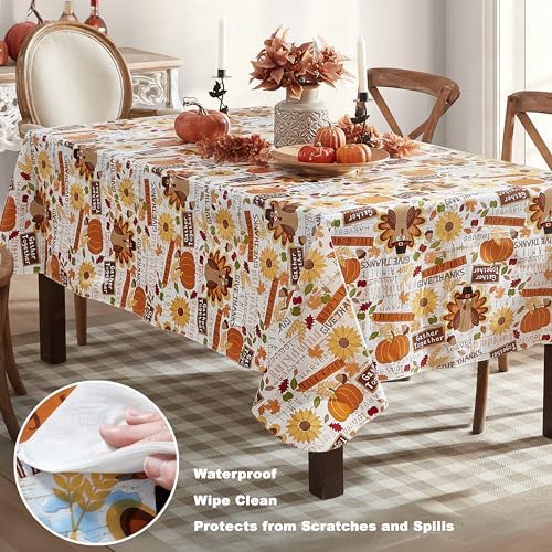 Newbridge Happy Thanksgiving Turkey 52 x 70 Inch Rectangle Vinyl Tablecloth